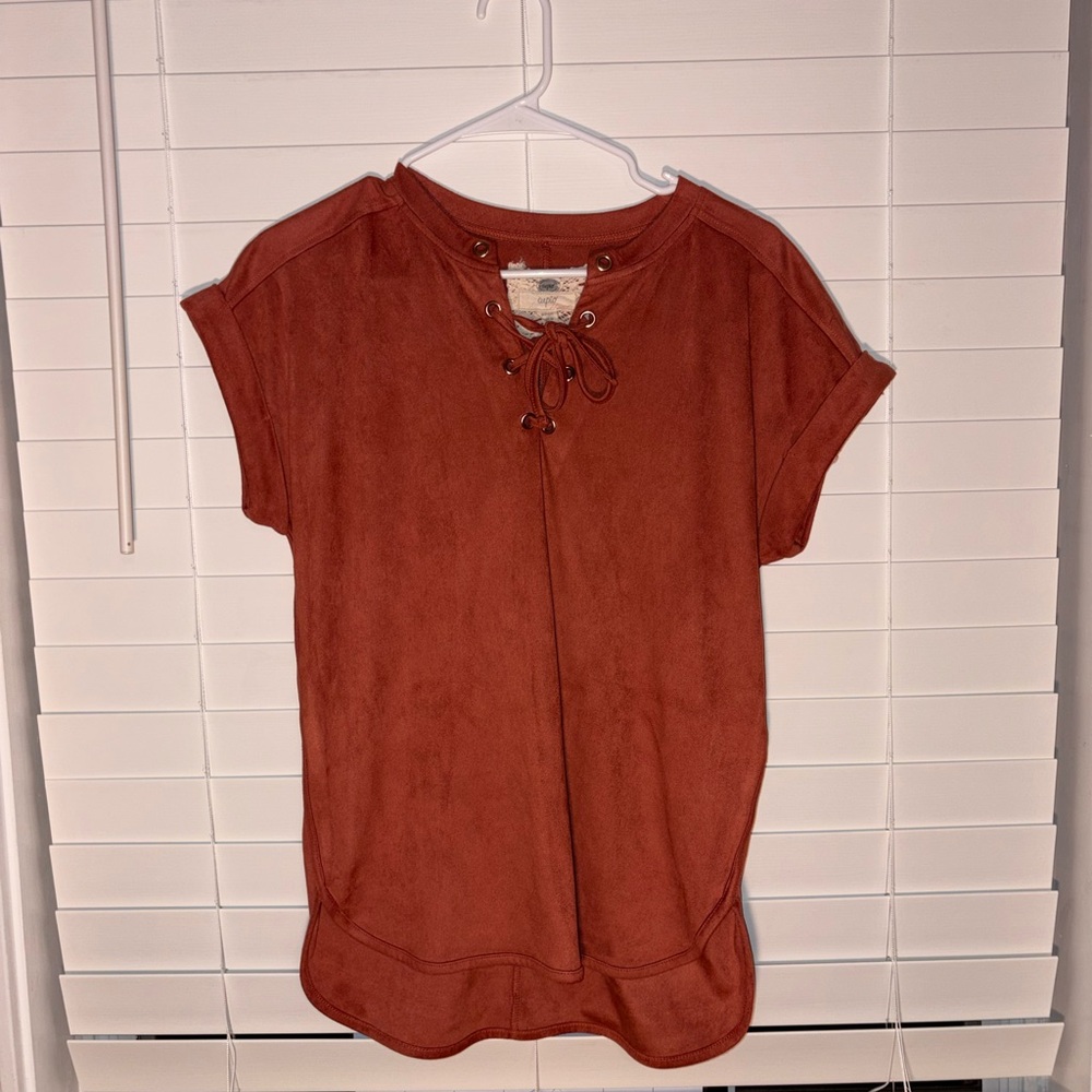 Cupio Rust Lace-Up Blouse